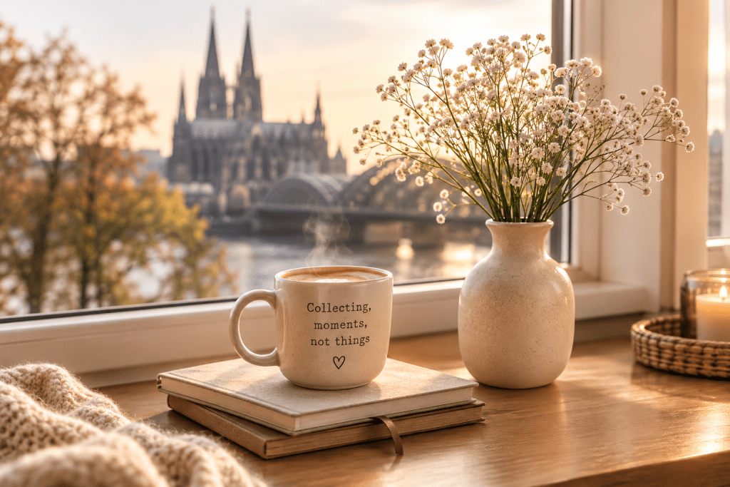 Coffee mug with Cologne Cathedral view from window — My Life Diaries